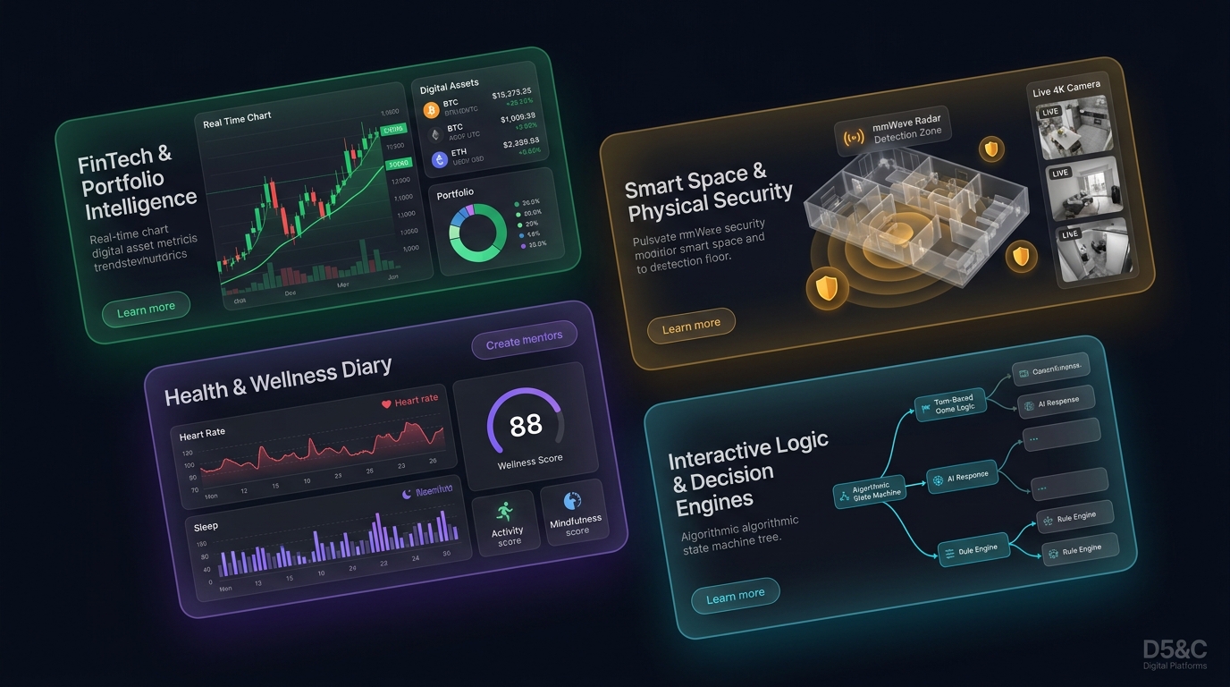 D5&C Domain Solutions Visualizing FinTech, Health, Smart Security, and Interactive Logic